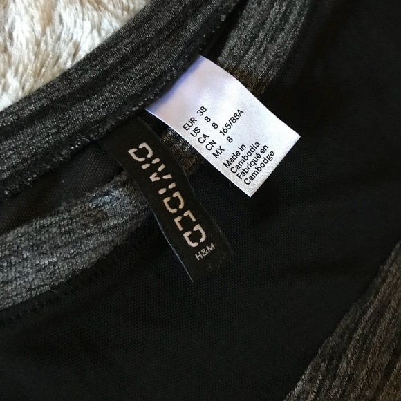 H&M Heather Grey Mesh Panel T-Shirt Dress - Picture 4 of 4